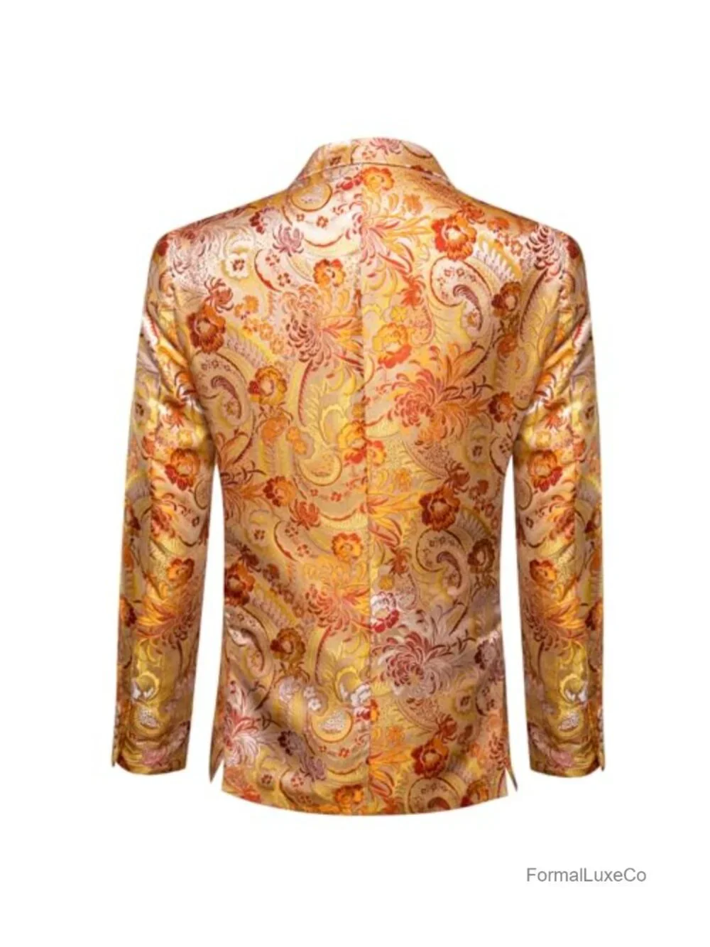 Men's Embroidered Floral Blazer Suit Jacket Notched Lapel One Button Sport Coat